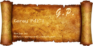 Gerey Pál névjegykártya